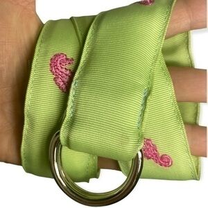 Eliza B Women’s Size S Green Pink Seahorse Ribbon D Ring Belt